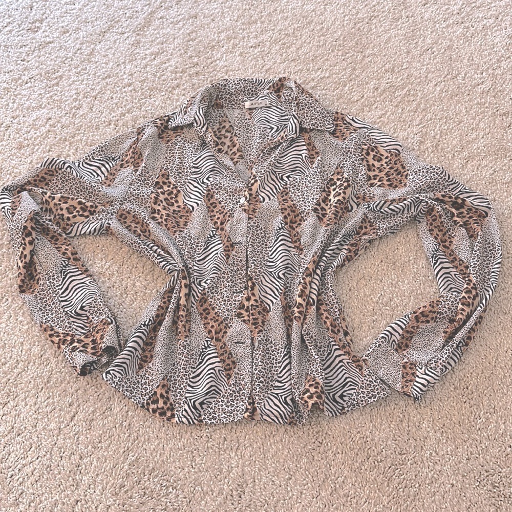 vintage animal print button down